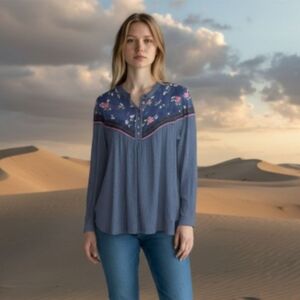 Free People Hearts And Colors Navy Striped Blouse